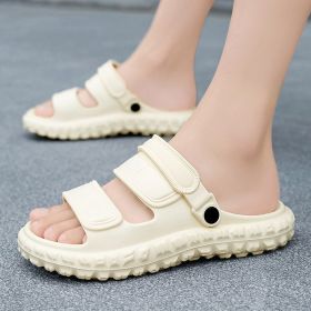 Men's summer trend sports two wear slippers men everything beach sandals 40-45 (Color: Beige, size: 43)