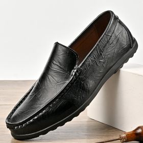 New men's casual shoes, lazy shoes, slip-on lazy shoes, large size men's loafers 38-46 (Color: BLACK, size: 42)