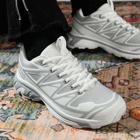 New men's outdoor mountaineering sneakers running shoes Fashion trend sneakers (Color: White, size: 45)