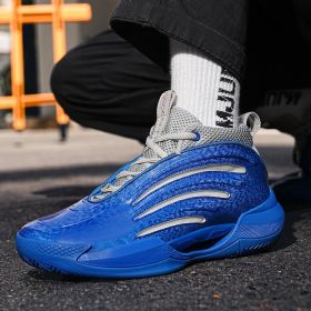 New men's trend fashion sports basketball shoes couple shoes basketball shoes men running sneakers (Color: Blue, size: 41)