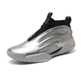 New men's trend fashion sports basketball shoes couple shoes basketball shoes men running sneakers (Color: Black silver, size: 44)