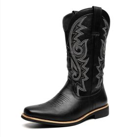 Autumn men's explosive high boots fashion trend comfortable men's boots British fashion men's boots 38-48 yards (Color: BLACK, size: 44)
