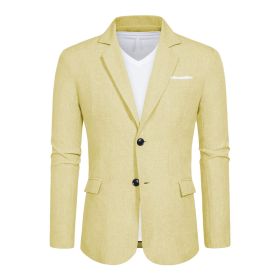 Men's Casual Blazer Jacket 2 Button Lightweight Jackets (Color: KHAKI, size: M)
