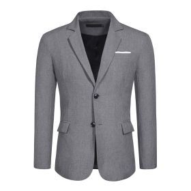 Men's Casual Blazer Jacket 2 Button Lightweight Jackets (Color: Dark Gray, size: L)