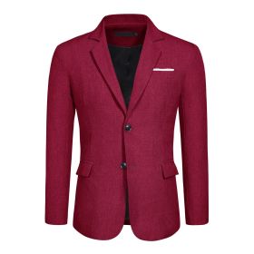 Men's Casual Blazer Jacket 2 Button Lightweight Jackets (Color: Red, size: XL)