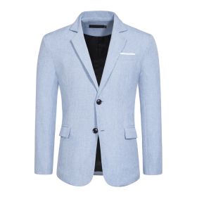 Men's Casual Blazer Jacket 2 Button Lightweight Jackets (Color: light blue, size: 2XL)