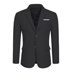 Men's Casual Blazer Jacket 2 Button Lightweight Jackets (Color: BLACK, size: L)