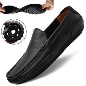 New Leather Men Shoes Luxury Trendy Casual Slip on Formal Loafers Men Moccasins Italian Black Male Driving Shoes Sneakers 2022 (Color: BLACK, size: 45)