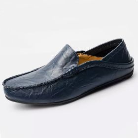 Men Loafers 2022 New Leather Shoes Men Casual Shoes Moccasins Breathable Sneakers Men Driving Shoes Comfort Flats Plus Size 46 (Color: Blue, size: 40)