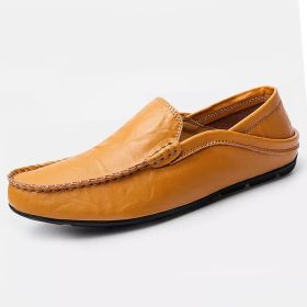 Men Loafers 2022 New Leather Shoes Men Casual Shoes Moccasins Breathable Sneakers Men Driving Shoes Comfort Flats Plus Size 46 (Color: Brown, size: 46)