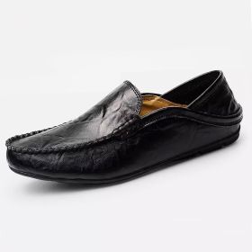 Men Loafers 2022 New Leather Shoes Men Casual Shoes Moccasins Breathable Sneakers Men Driving Shoes Comfort Flats Plus Size 46 (Color: BLACK, size: 40)