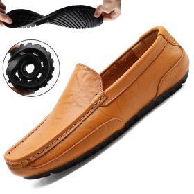 New Leather Men Shoes Luxury Trendy Casual Slip on Formal Loafers Men Moccasins Italian Black Male Driving Shoes Sneakers 2022 (Color: Yellow, size: 38)