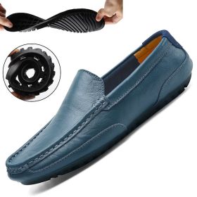 New Leather Men Shoes Luxury Trendy Casual Slip on Formal Loafers Men Moccasins Italian Black Male Driving Shoes Sneakers 2022 (Color: Blue, size: 45)