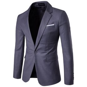 Men's Solid Color Suits, Slim Fit Blazers, Single Button Suits (Color: Dark Grey, size: L)