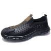 Men's leather hole-out shoes leather sandals comfortable breathable loafers a slip-on loafers