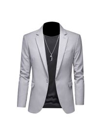 Mens Blazers Slim Fit Business Casual Men Suit Jacket (Color: Gray, size: XXXL)