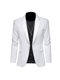Mens Blazers Slim Fit Business Casual Men Suit Jacket (Color: White, size: XXXL)