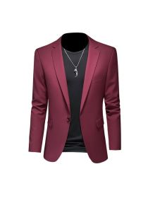 Mens Blazers Slim Fit Business Casual Men Suit Jacket (Color: Burgundy, size: XL)