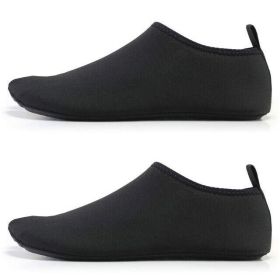 Water Shoes Men Women Skin Socks Aqua Surf Beach Yoga Swim Barefoot Quick-Dry (Color: Black No Stripe, size: 2XL / Men 8 / Women 9.5)