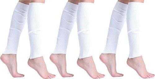 3 Pairs Knitted Leg Warmers for Women - 80s Style, One Size (Color: White, size: One Size)