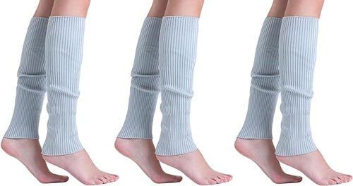 3 Pairs Knitted Leg Warmers for Women - 80s Style, One Size (Color: Gray, size: One Size)