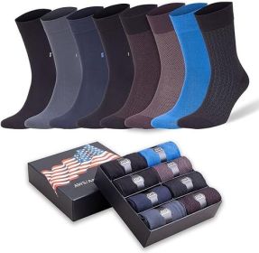 Men's Bamboo Trouser Dress Socks, 8 Pairs with Gift Box, Size 8-11.5 (Style: Style 1, size: 8-11.5)