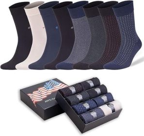 Men's Bamboo Trouser Dress Socks, 8 Pairs with Gift Box, Size 8-11.5 (Style: Style 2, size: 8-11.5)