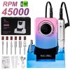 Electric Nail Drill, Portable Nail Drill 45000 RPM, Rechargeable Electric Nail File Kit, Cordless Electric Nail File for Acrylic, Manicure and Pedicu