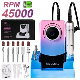 Electric Nail Drill, Portable Nail Drill 45000 RPM, Rechargeable Electric Nail File Kit, Cordless Electric Nail File for Acrylic, Manicure and Pedicu (Color: Color)
