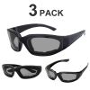 3Pair Motorcycle Riding Glasses Wind Resistant Bike Goggles UV Protection Resistant Padded Comfortable Outdoor Sport Goggles
