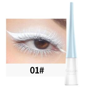 8 Color Eyeliner Liquid Pencil Waterproof Easy To Wear Make Up Matte Eye Liner Blue Pink Green White Black Purple Yellow Eyliner (Color: 01-White-5g, size: 2.5ML)