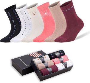 Bamboo Crew Socks for Women Size 6-9 Seamless Toe 6 Pairs with Gift (Style: Style 2, size: 6-9)