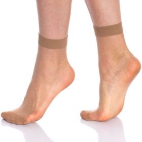 10 Pairs Women's Sheer Ankle High Socks 15 Denier Breathable Mesh One (Color: Bronze, size: One Size)