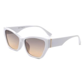 Square Retro Cat Eye Vintage Fashion Sunglasses (Color: White)