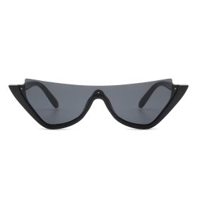Retro Half Frame Fashion Cat Eye Sunglasses (Color: BLACK)