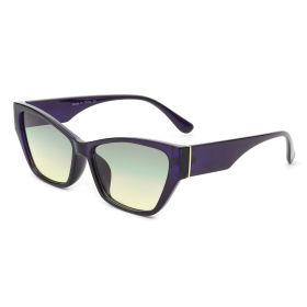 Square Retro Cat Eye Vintage Fashion Sunglasses (Color: Gradient Green)