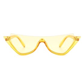 Retro Half Frame Fashion Cat Eye Sunglasses (Color: Yellow)