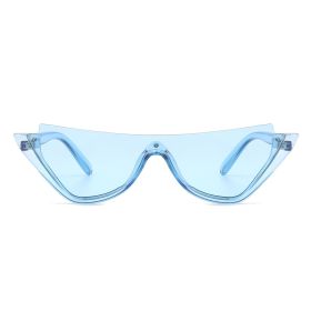 Retro Half Frame Fashion Cat Eye Sunglasses (Color: Blue)