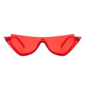 Retro Half Frame Fashion Cat Eye Sunglasses (Color: Red)