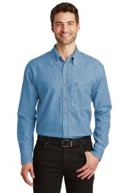 Port Authority Tall Long Sleeve Denim Shirt TLS600 (Color: Faded Blue, size: 3XLT)