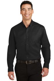 Port Authority Tall SuperPro Twill Shirt TS663 (Color: BLACK, size: 4XLT)