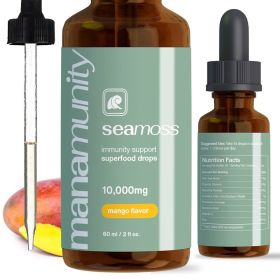 Sea Moss Liquid Drops 10,000 mg Organic Irish Sea Moss Gel with 350 mg Burdock Root Supplement & 20,000 mg Spirulina Immune Support, Joint & Thyroid (flavor: Mango)