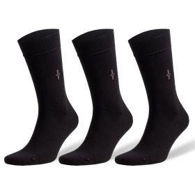 Bamboo Dress Socks for Men Classic Men's Business Casual Dress Socks 3 Pairs (Color: BLACK)