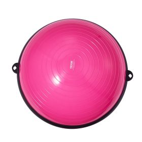 Half Exercise Ball Trainer, 23 inch Balance Ball Trainer, 660lbs Capacity Stability Ball, Yoga Ball with Resistance Bands & Foot Pump, Strength Fitne (Top Non-Slip Texture: Wavy Pattern, Color: PINK)
