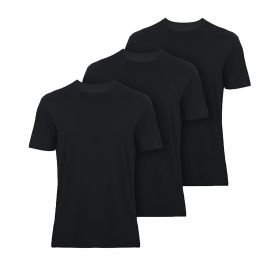Premium T-Shirts for Men Bamboo Crewneck Undershirt Tees 3 Pack (Color: BLACK, size: XL)