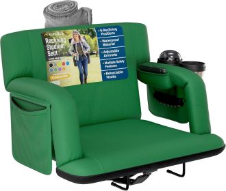 Alpcour Premium Reclining Stadium Seat for Bleachers with Back Support (Color: Hunter Green, size: 25" Wide)