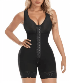 Fajas Colombianas Shapewear for Women Tummy Control Post Surgery Full Body Shaper Butt Lifter with Zipper Crotch skimsbodysuits solleonnewfajascurve (Color: BLACK, size: XL)