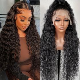 [13x4 Deep Curly Lace Wig] 13x4 Long Black Deep Wave Lace Front Wig Deep Curly Lace Front Wig Natural Black 180 Density Wig For Women 26 Inch (Hair Length: 26inch, Color: BLACK)