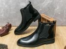 Men's elastic cut Chelsea boots Business dress leather boots men's English high top men's boots