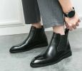 Men's elastic cut Chelsea boots Business dress leather boots men's English high top men's boots
